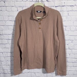 Lands End Womens Thermal Henley Long Sleeve Top Mauve Size L Casual Minimalist